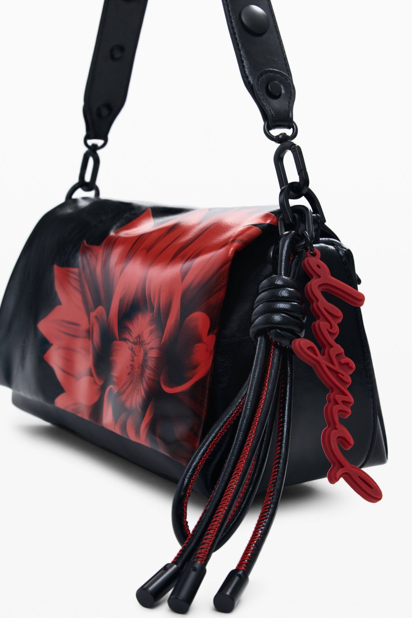 Desigual - Medium shiny flower flap bag
