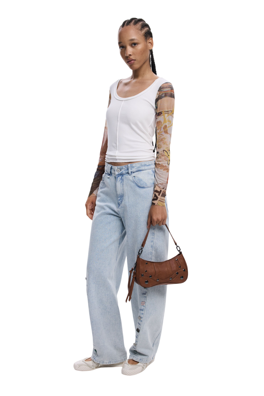 Desigual - Small embroidered faux leather bag