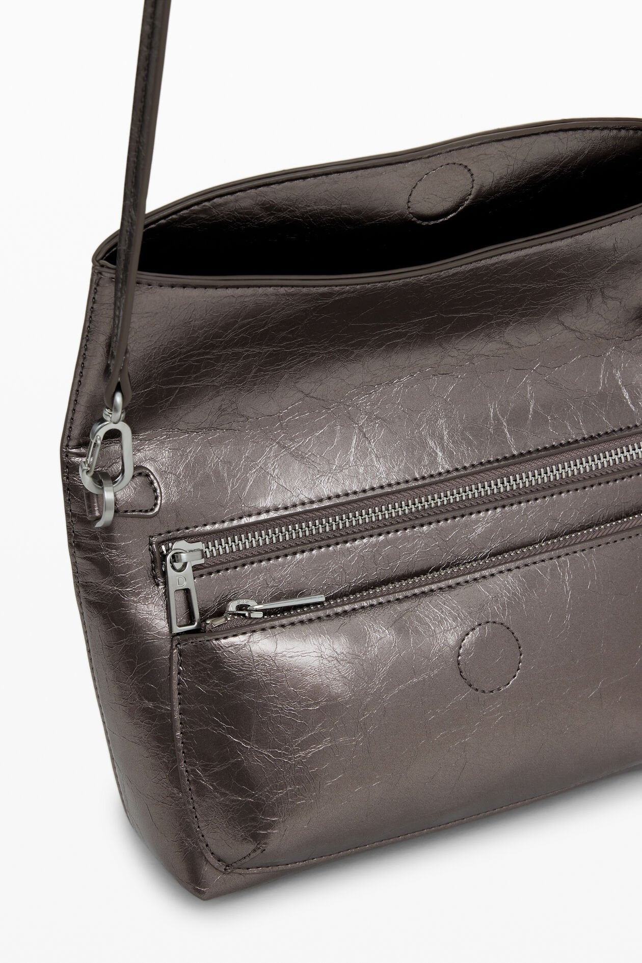 Desigual - Medium metallic flap bag with 3D logo