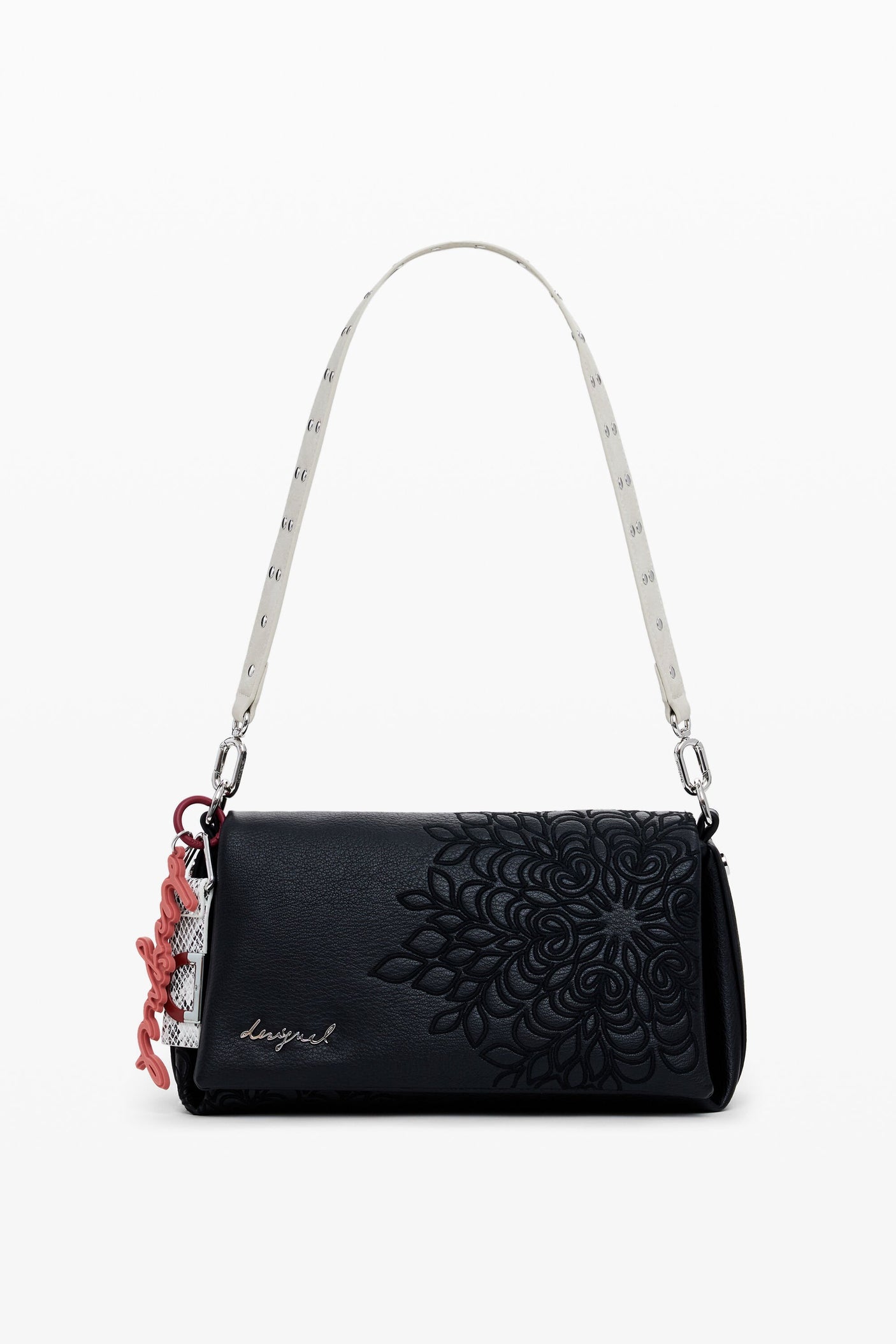 Desigual - Medium faux leather embroidered crossbody bag