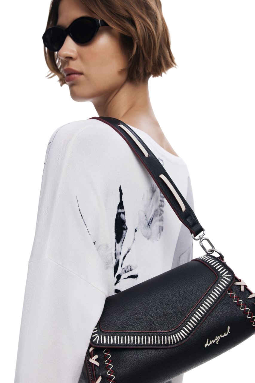 Desigual - Medium faux leather effect bag with stitching