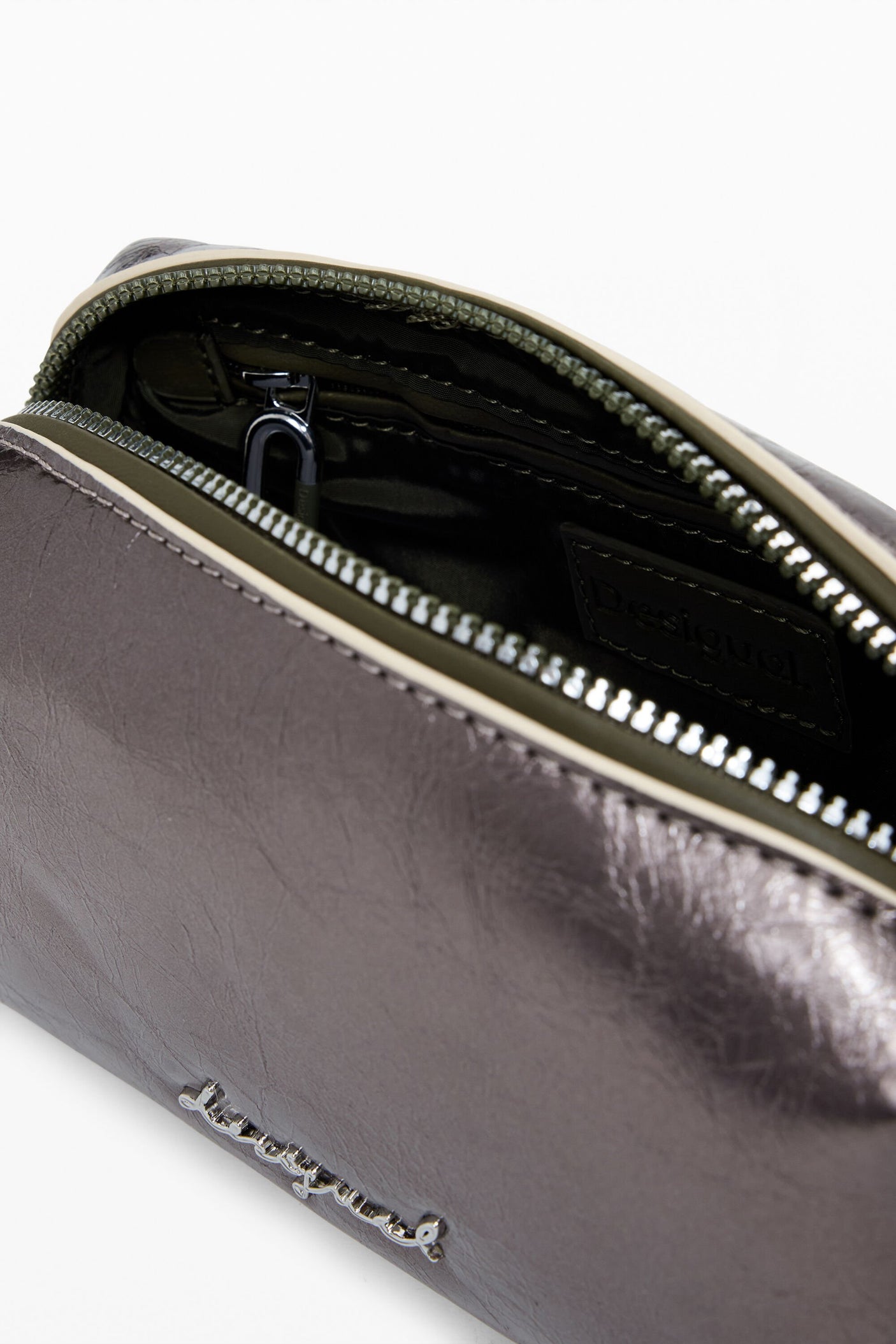 Desigual - Medium elongated metallic toiletry bag