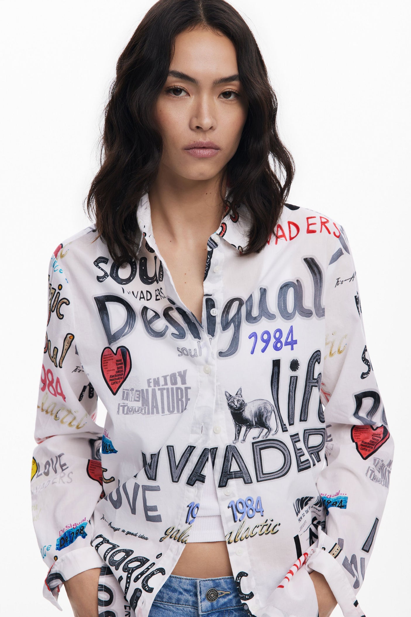 Desigual - Cotton shirt with letters