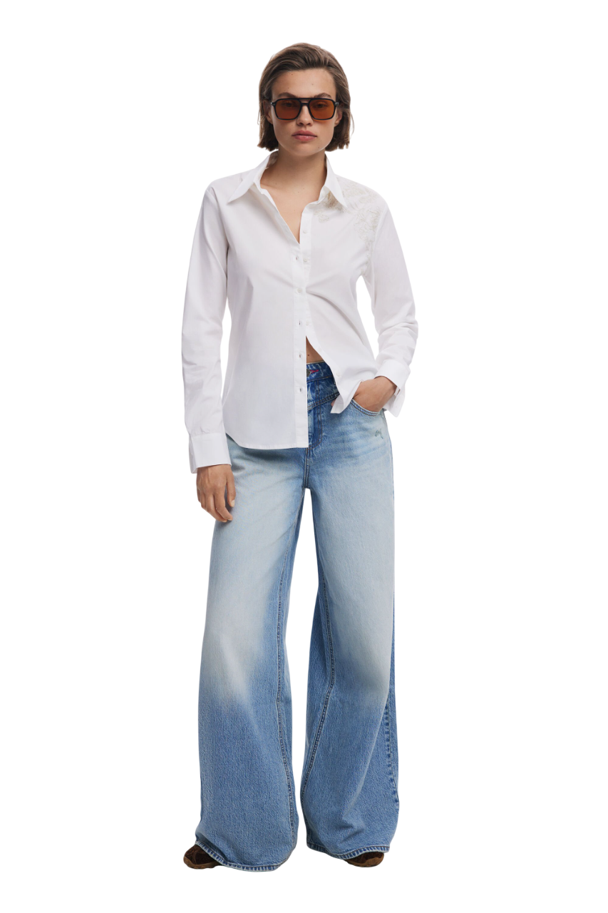 Desigual - Plain shirt with embroidery