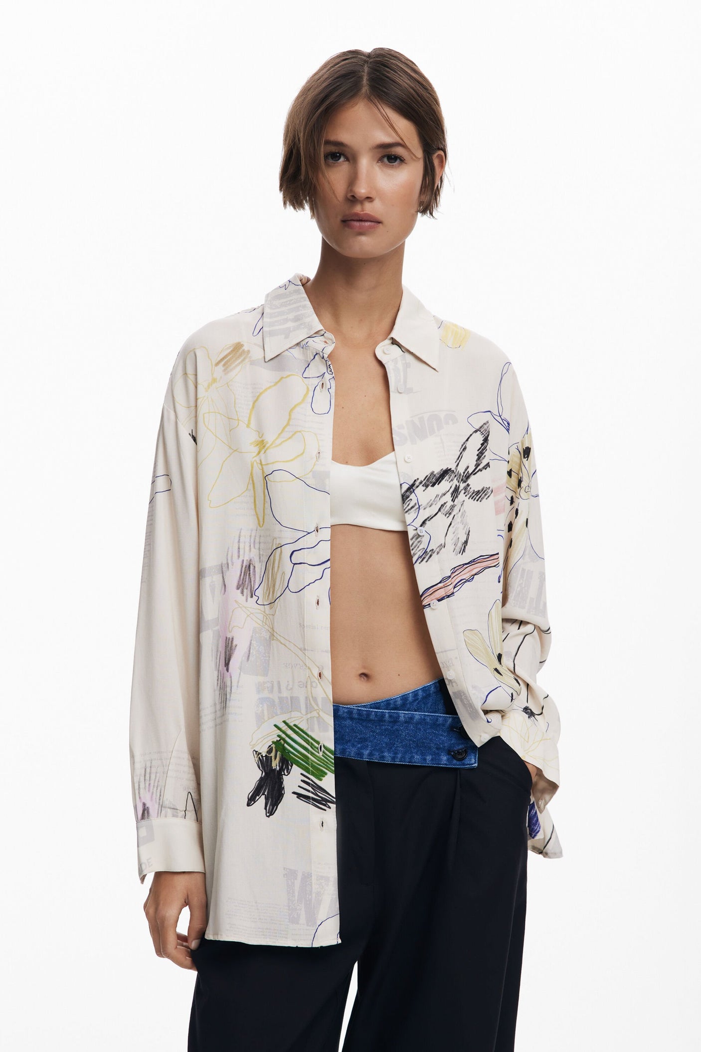 Desigual - Fluid collage shirt