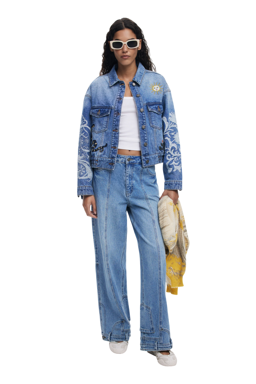 Desigual - Denim jacket with oriental embroidery