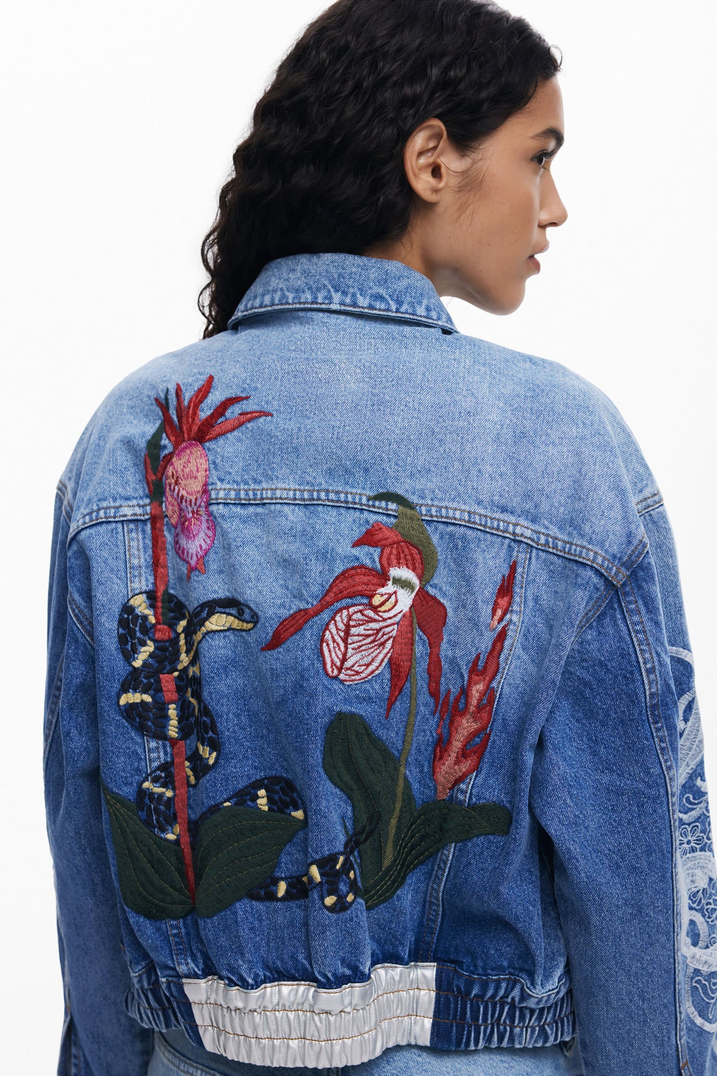 Desigual - Denim jacket with oriental embroidery