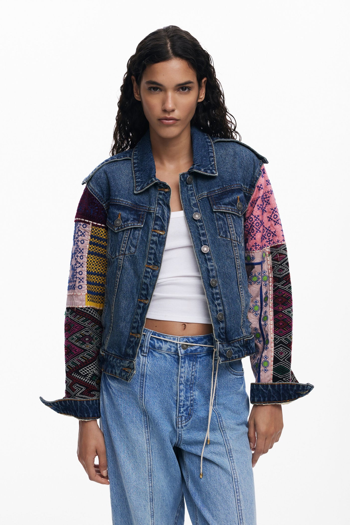 Desigual - Denim jacket with combined sleeves