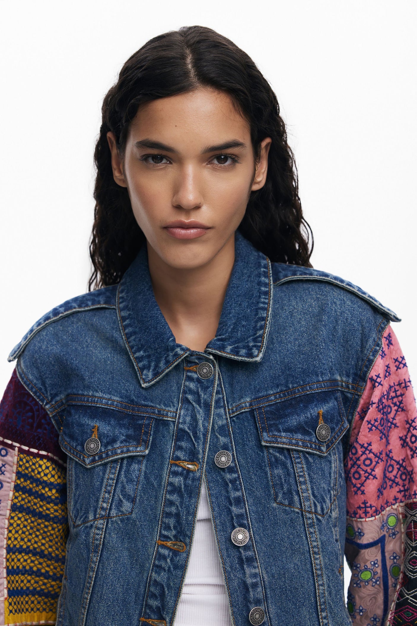 Desigual - Denim jacket with combined sleeves