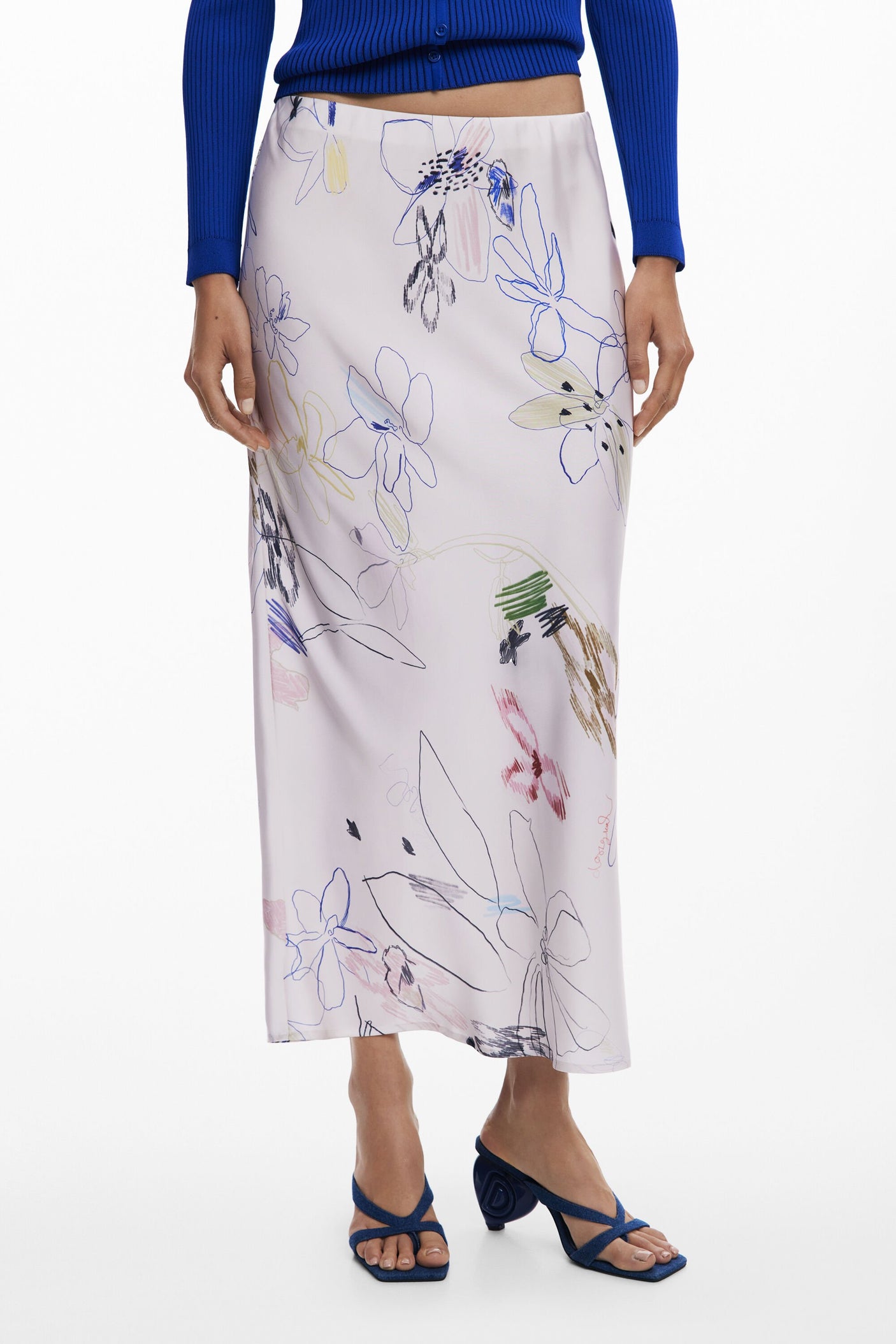 Desigual - Long skirt with strokes