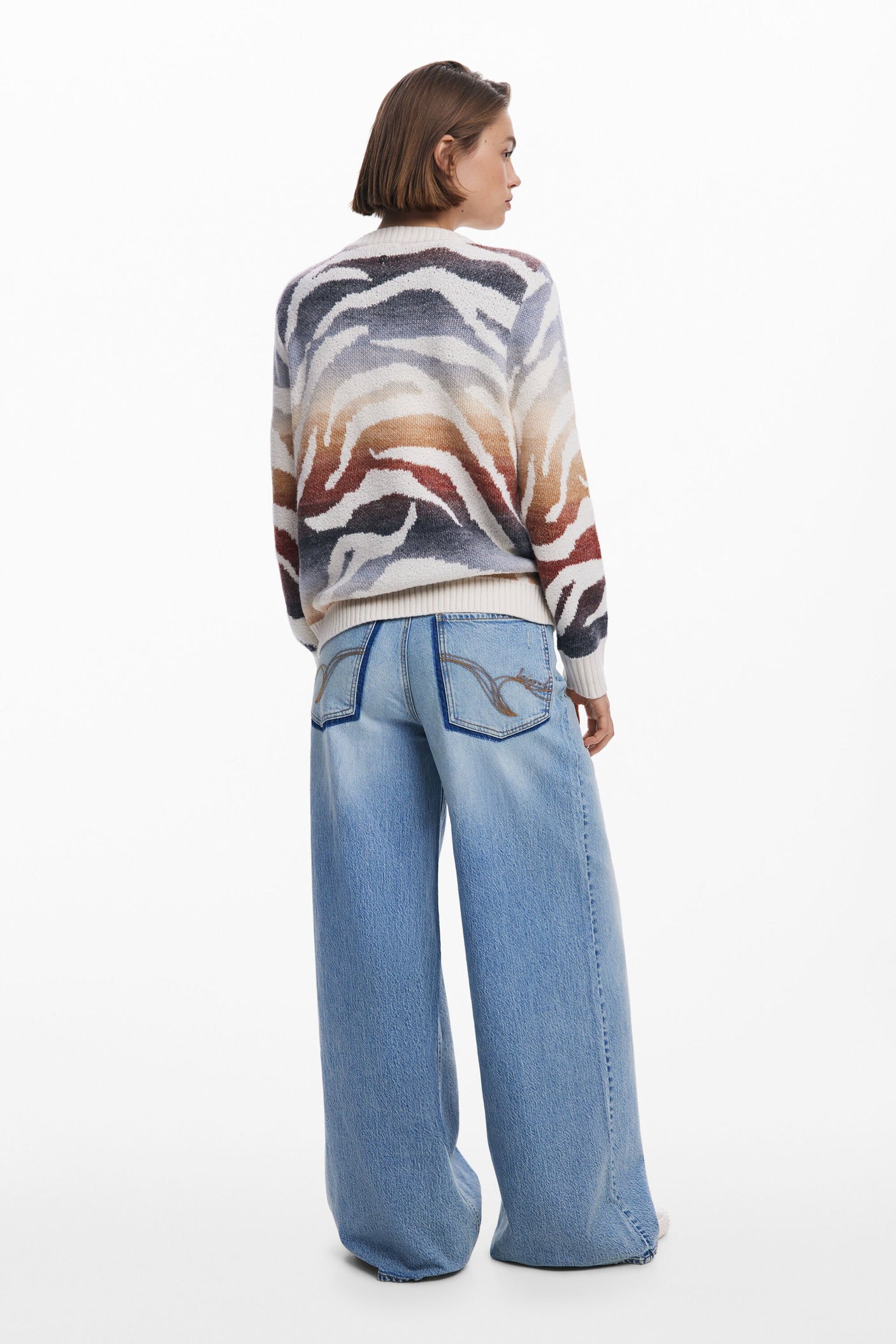 Desigual - V-neck zebra sweater