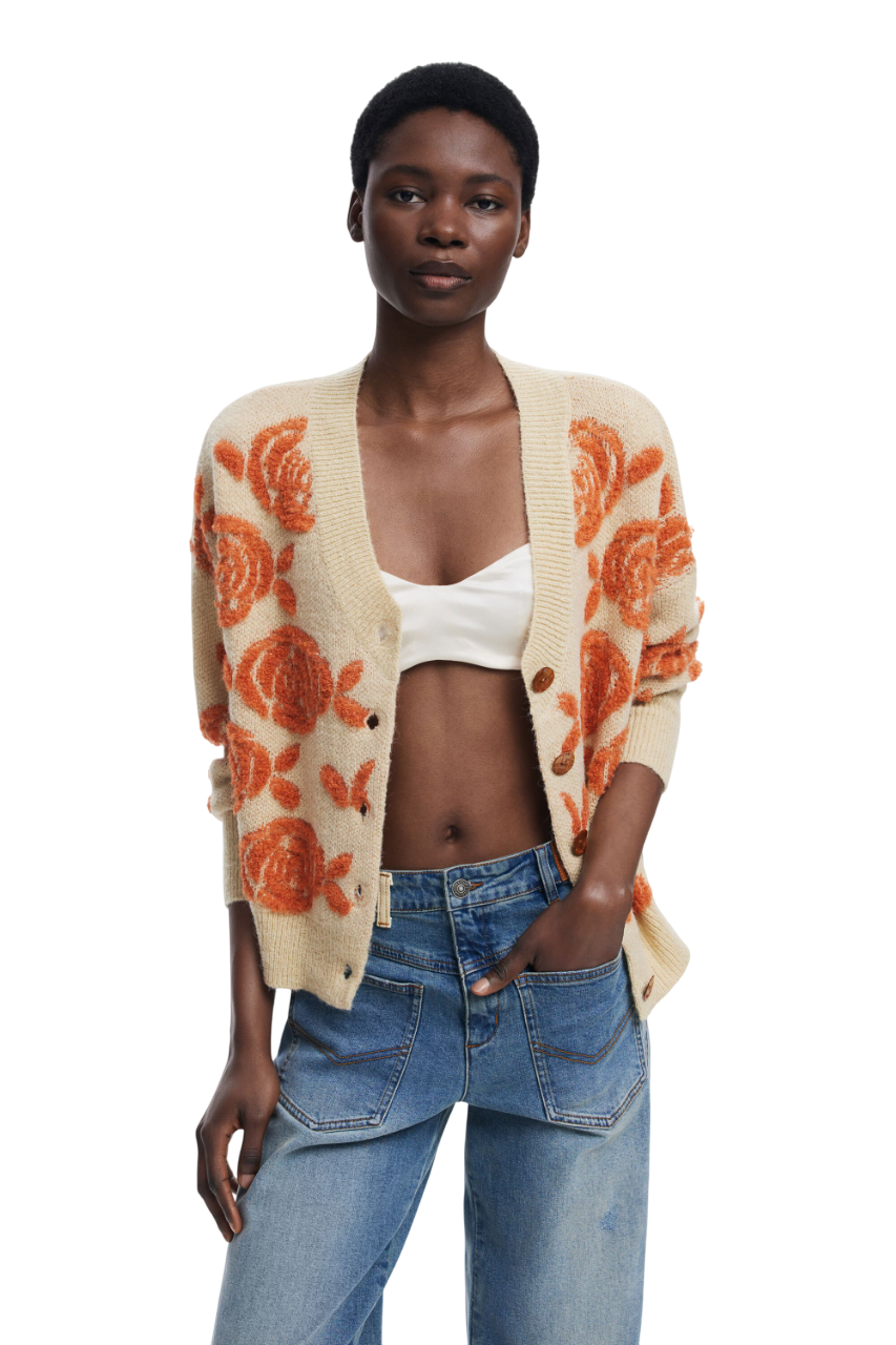 Desigual - Pink button sweater