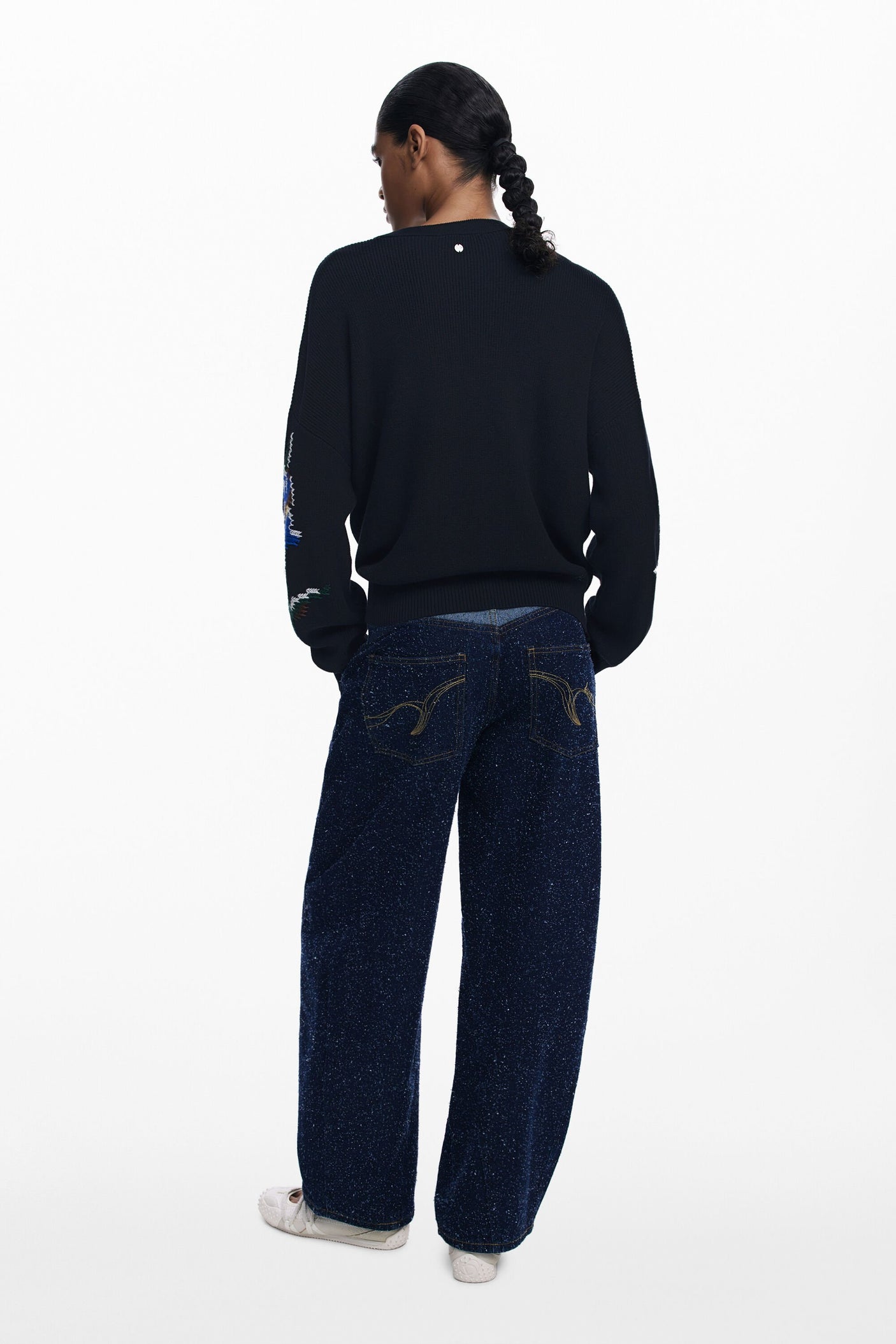 Desigual - Jacquard sweater with embroidered flowers