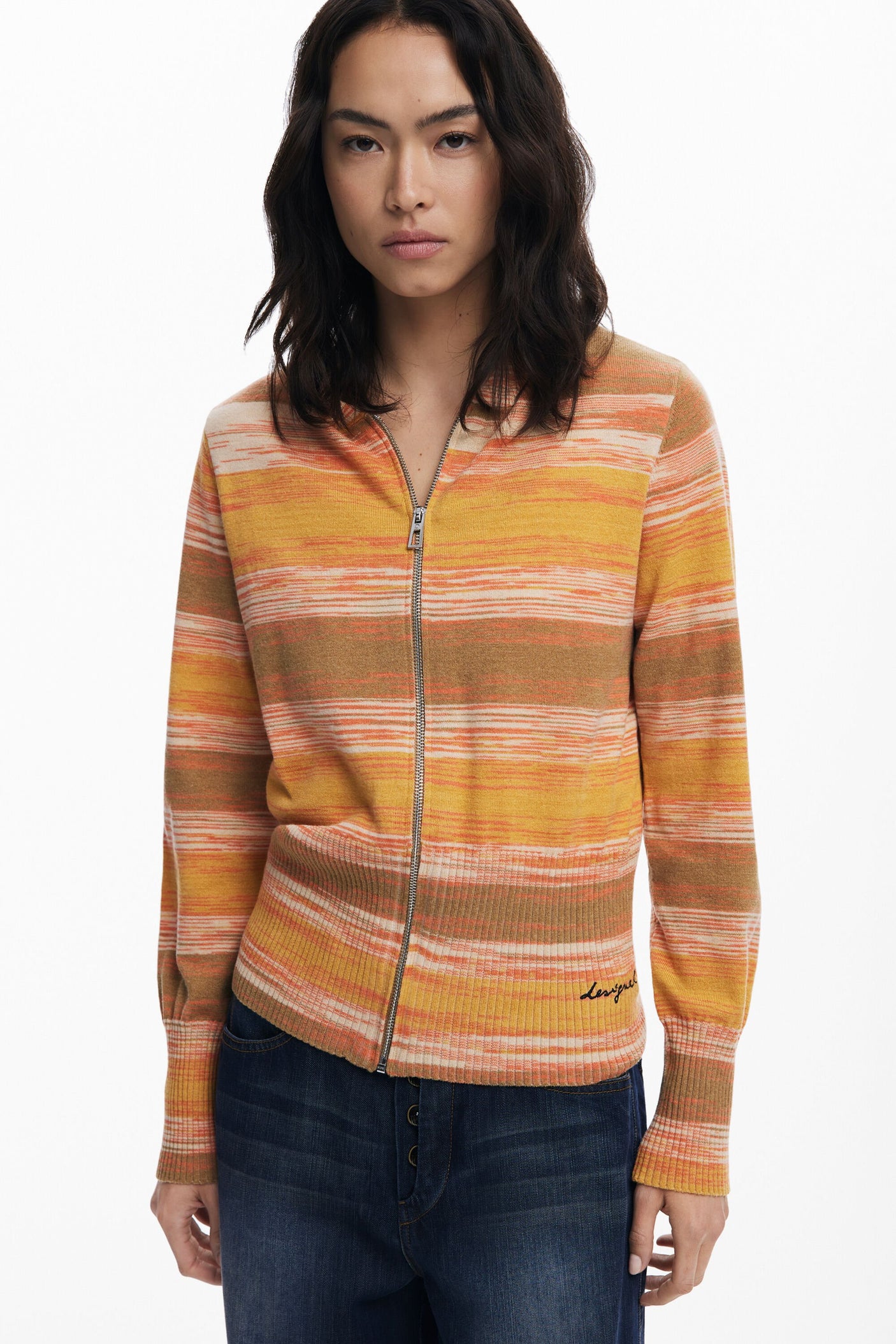 Desigual - Striped hoodie with zipper