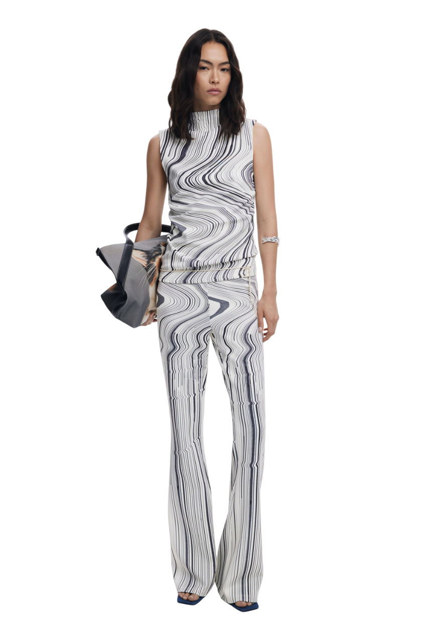 Desigual - Elastic pants with distorted stripes