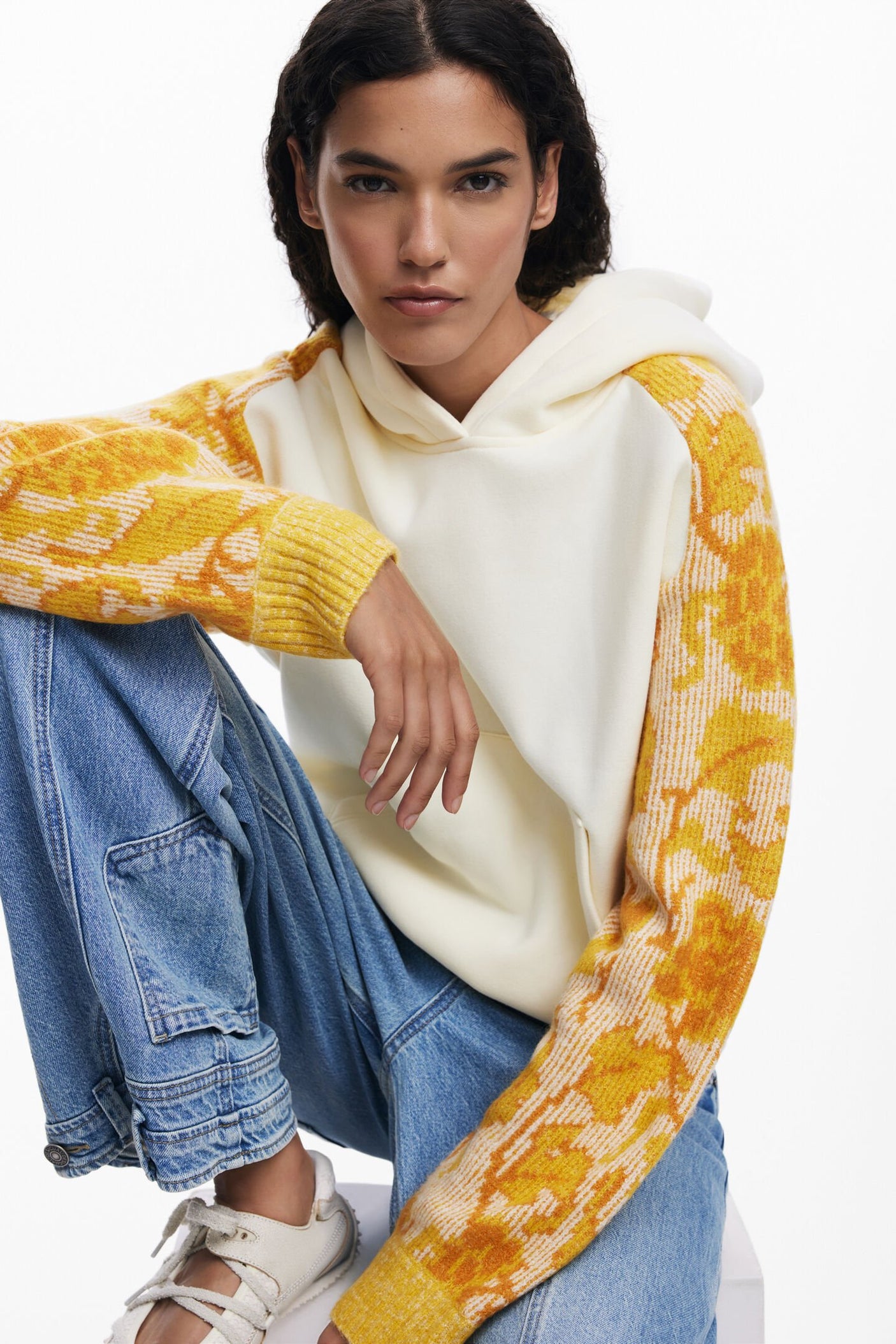 Desigual - Jacquard sleeve sweatshirt