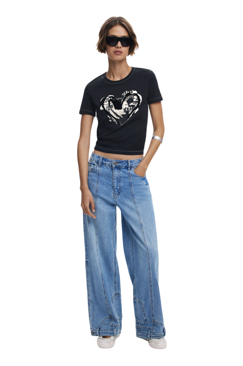 Desigual - Newspaper heart T-shirt