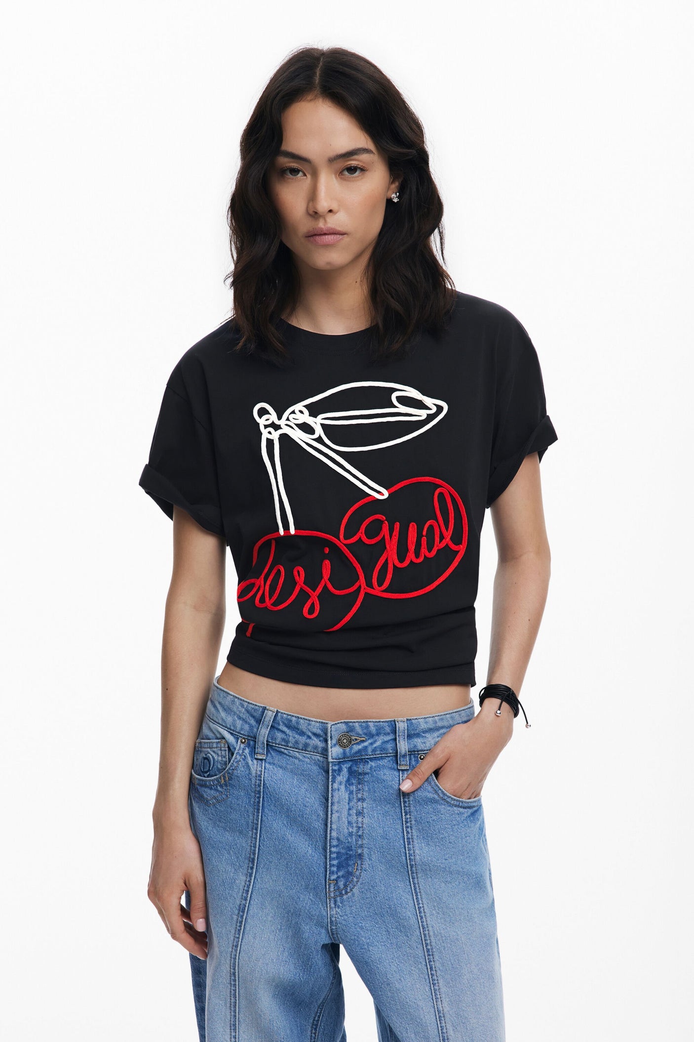Desigual - Cherry embossed T-shirt