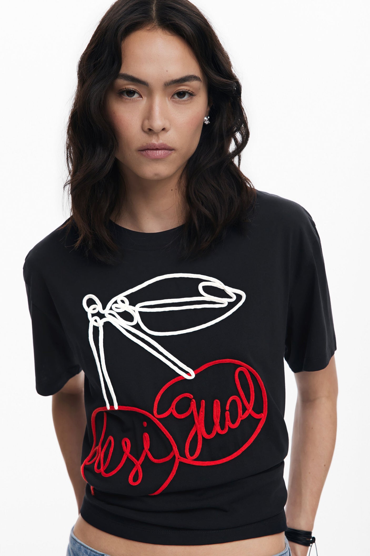 Desigual - Cherry embossed T-shirt