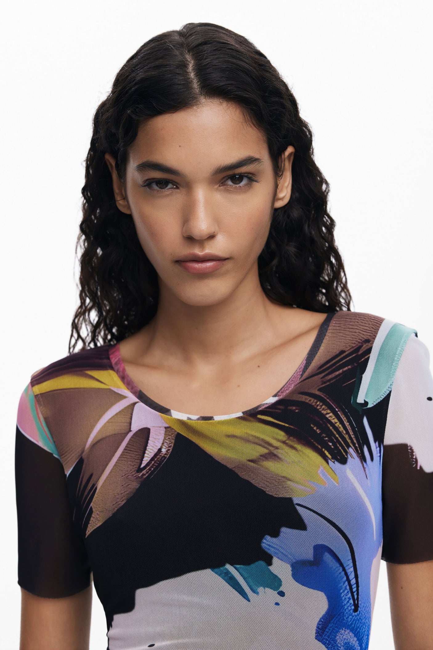 Desigual - Watercolor floral fitted dress