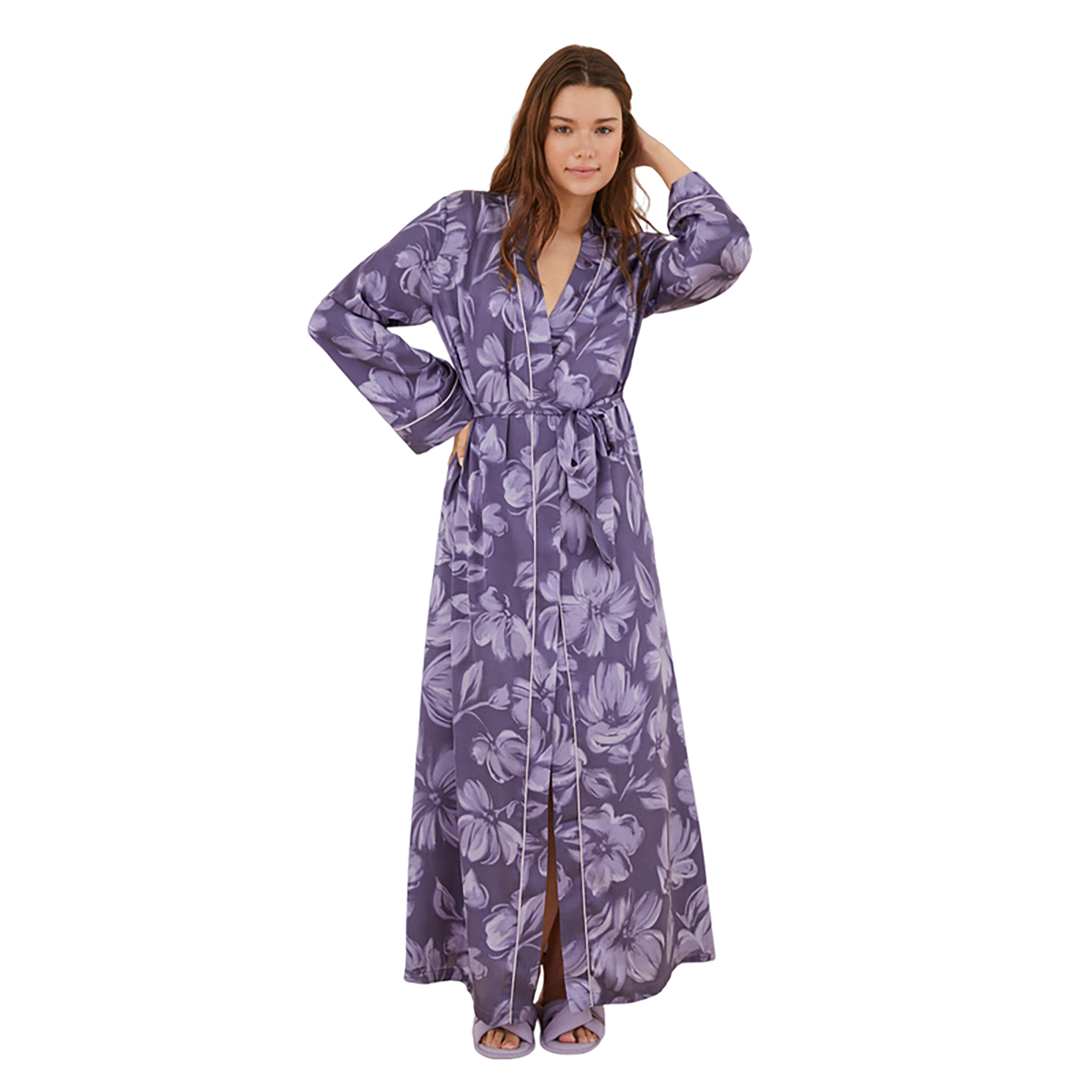 Women Secret - Long satin flower robe - Sold by FIG