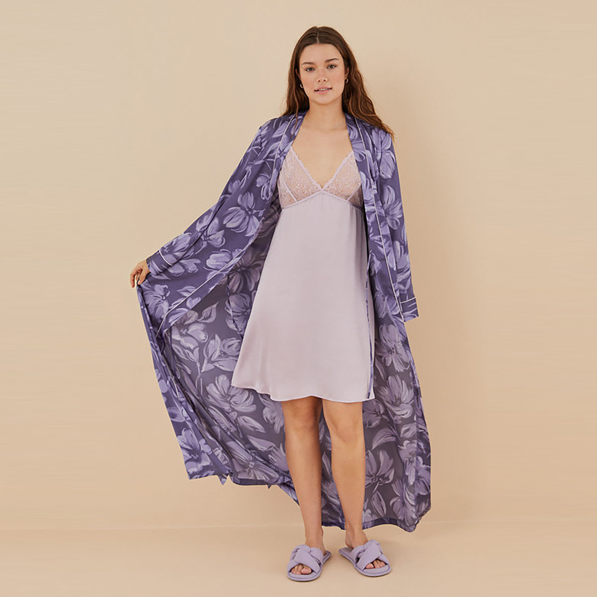 Women Secret - Long satin flower robe - Sold by FIG