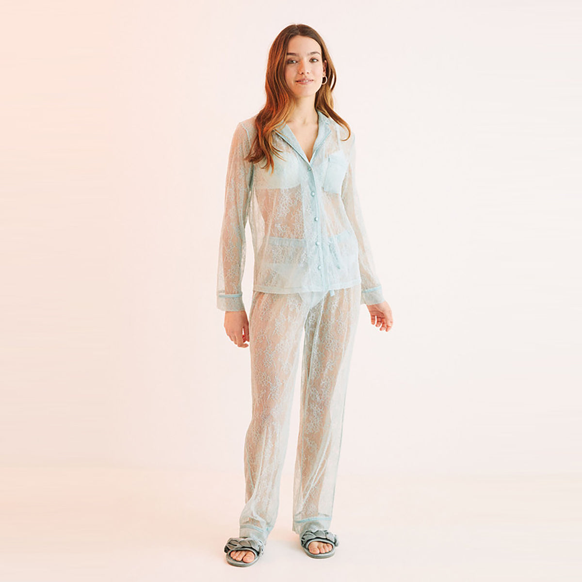 Women Secret - Long green lace shirt pajamas - Sold by FIG