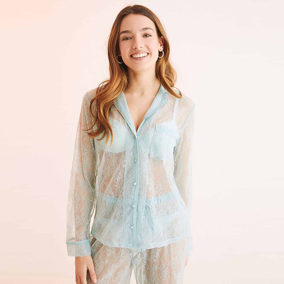Women Secret - Long green lace shirt pajamas - Sold by FIG