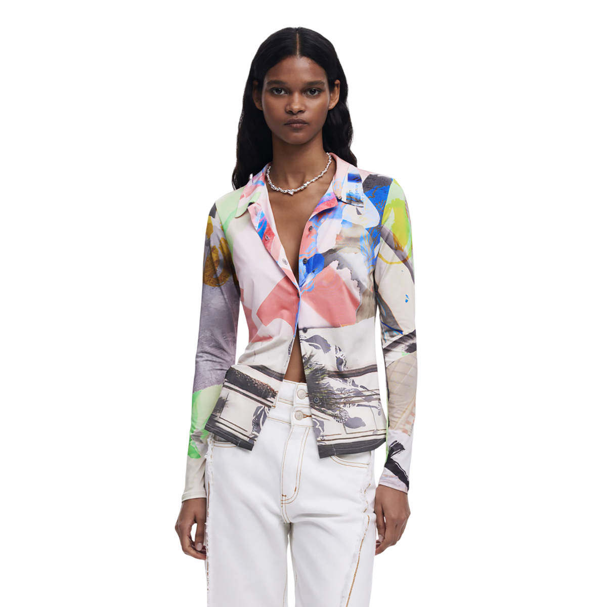 ديسيجوال - قميص كولاج بأزرار - بيعت من قبل اف اي جي