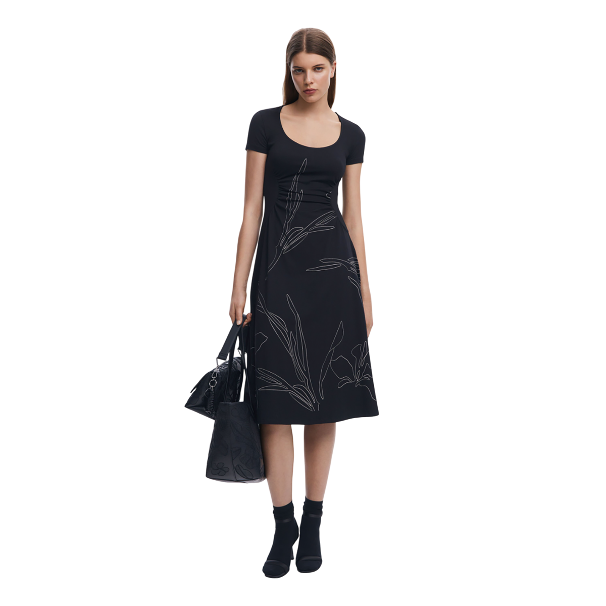 ديسيجوال - فستان ميدي مع الصور الظلية الأزهار - بيعت من قبل اف اي جي