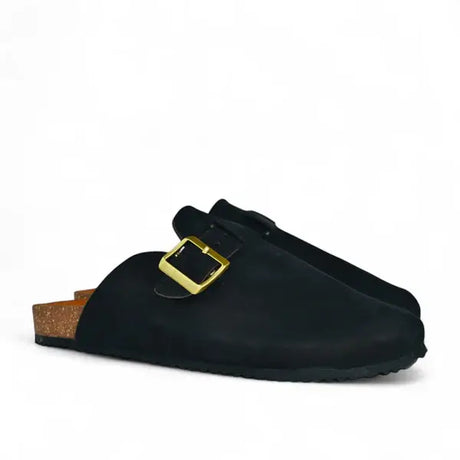 Leazus - Leather SnapClog - Black