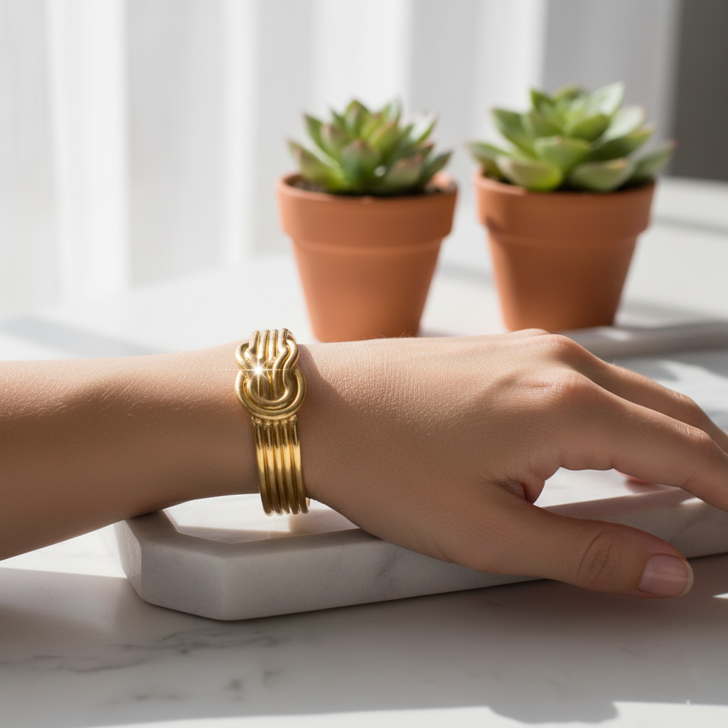 Elegant Gold Knot Cuff Bracelet