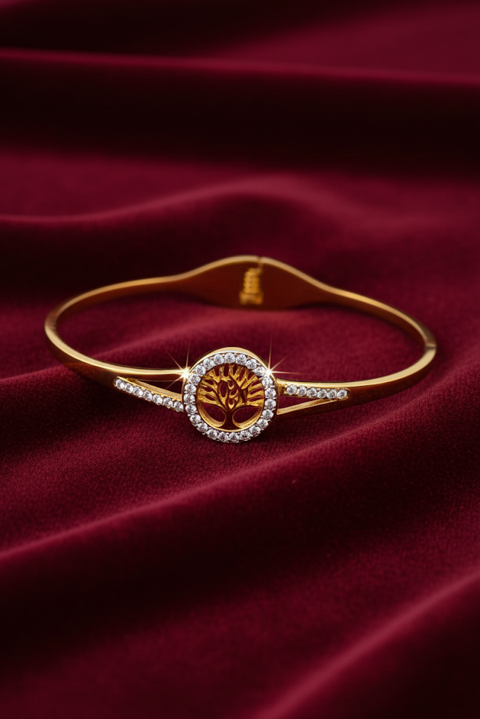 Crystal-Encrusted Tree of Life Bracelet