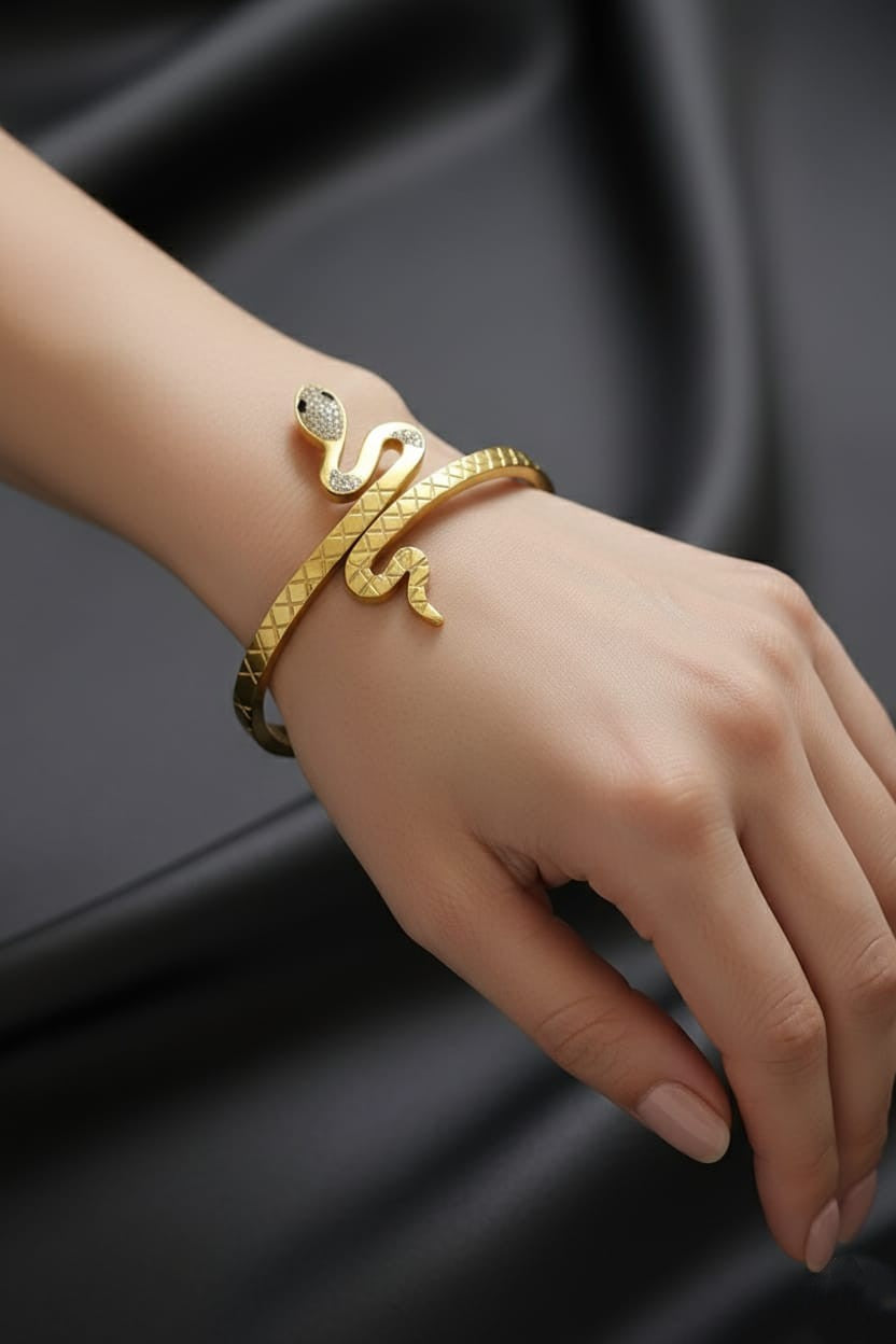 Elegant Crystal-Encrusted Snake Bracelet