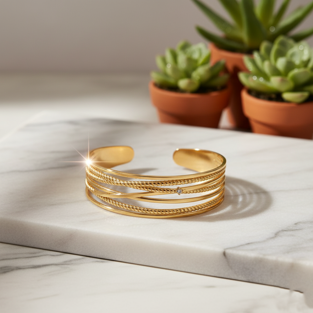 Elegant Multi-Shape Gold Bracelet