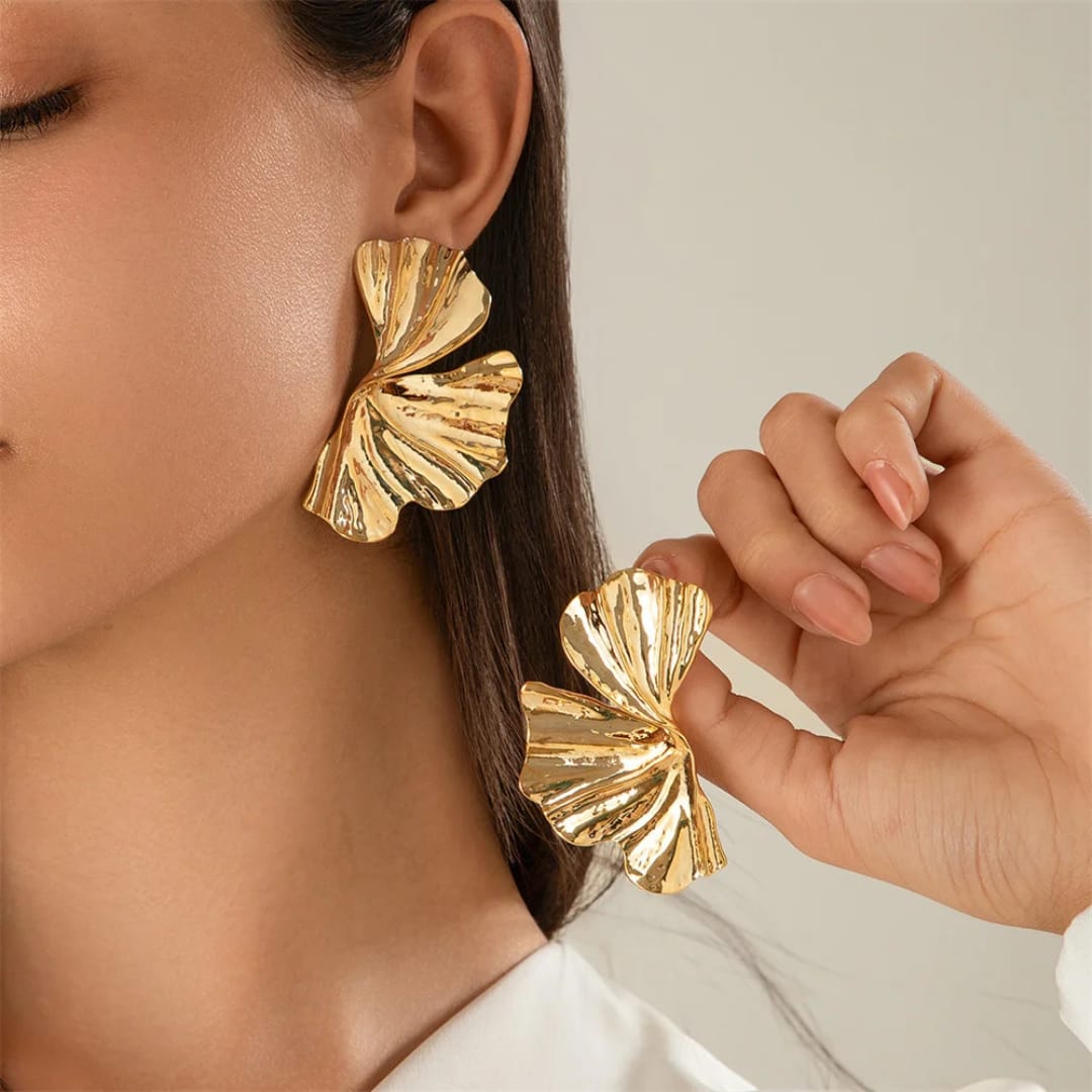 Gold Ginkgo Leaf Earrings