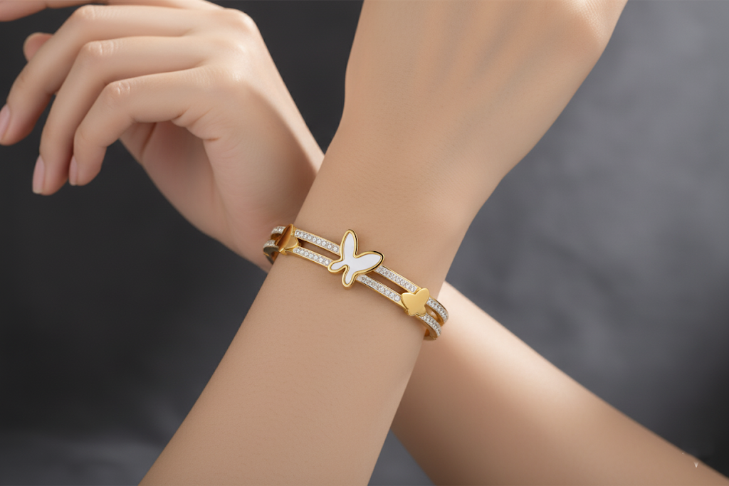 Elegant Stainless Steel Butterfly Bracelet