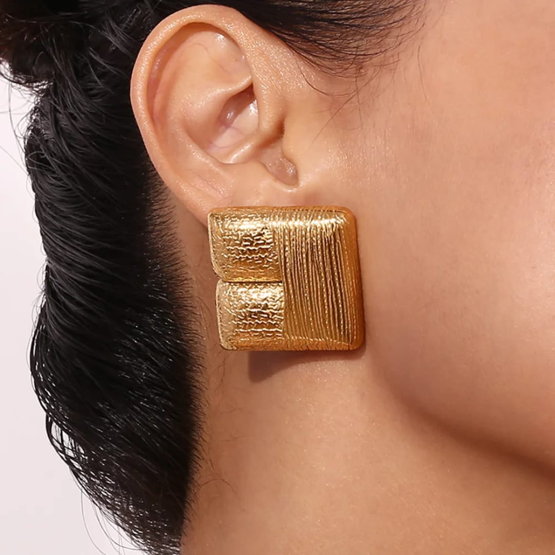Gold Square Earrings