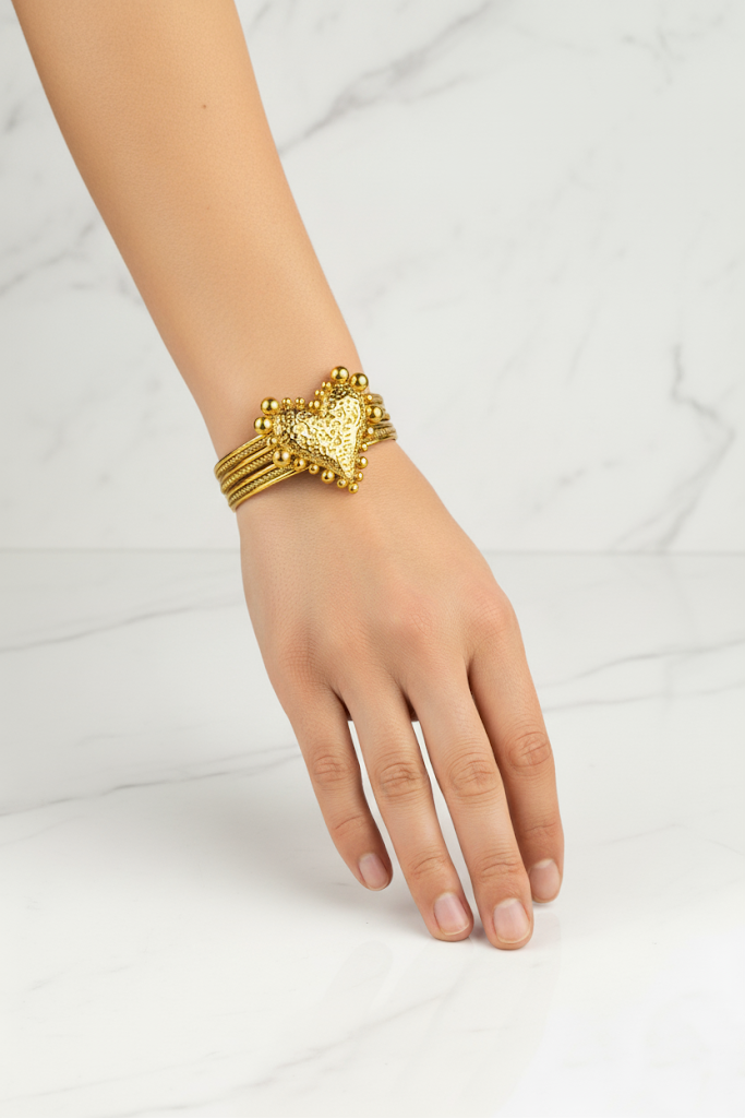 Hammered Heart Cuff Bracelet