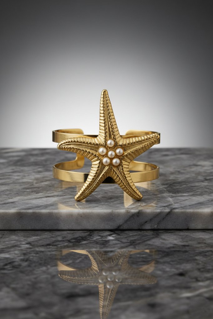 Gold Starfish Cuff Bracelet