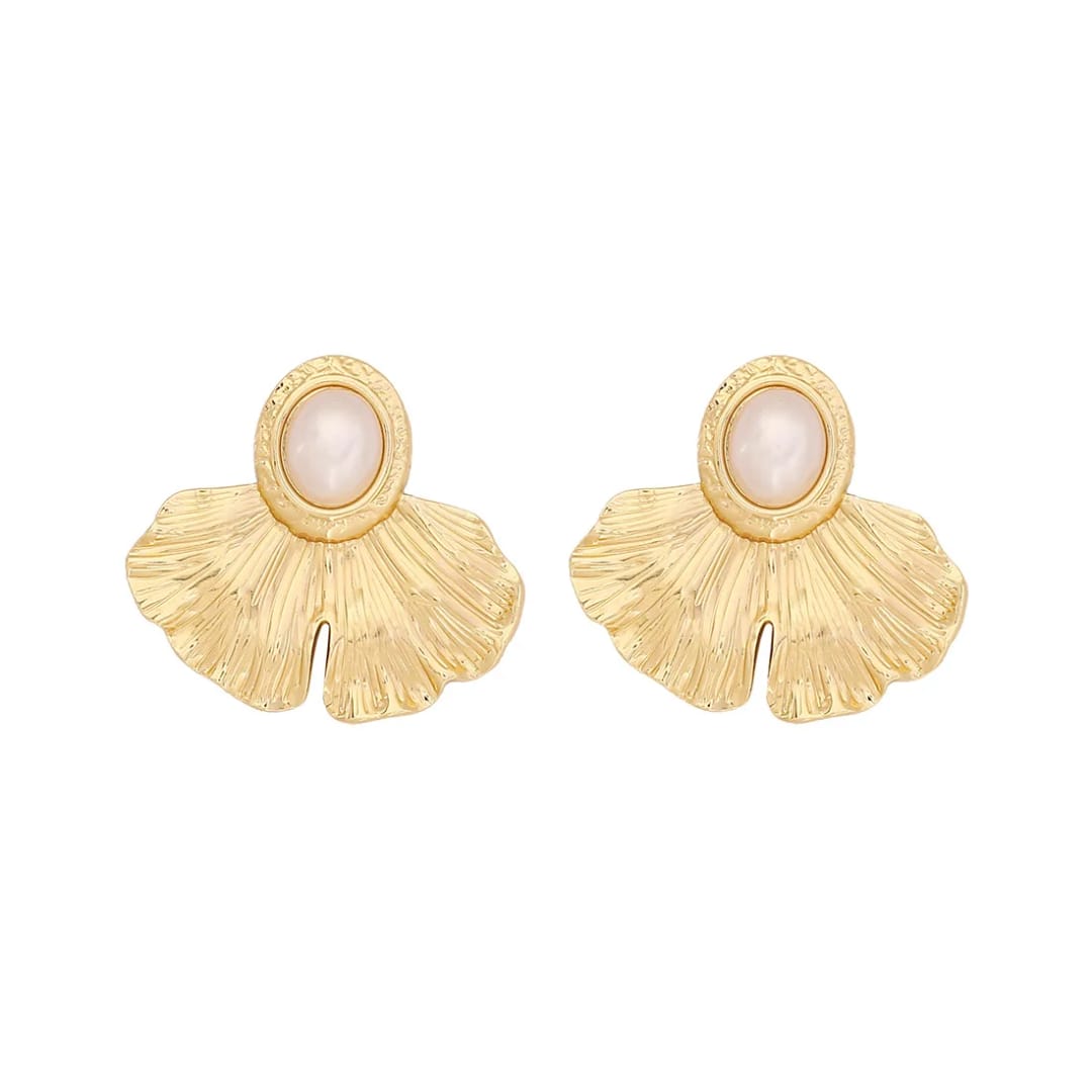 Ginkgo Leaf Earrings with Pearl