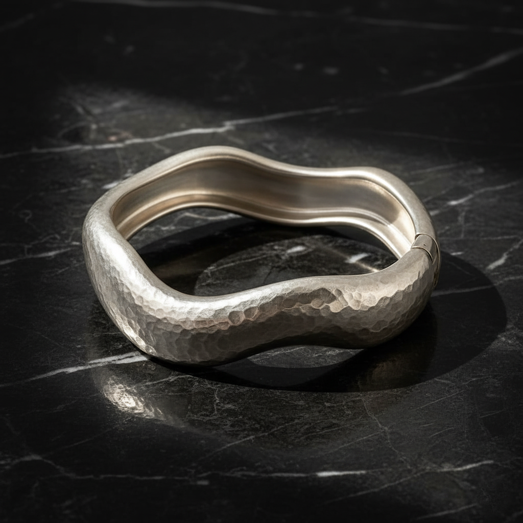 Elegant Curved Plated Metal Bracelet