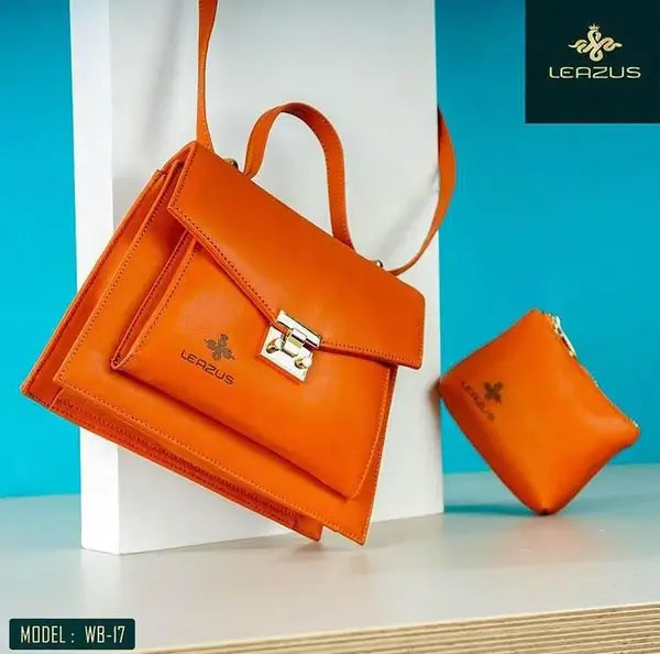 Leazus - Leather bag for women - Normaldy Orange