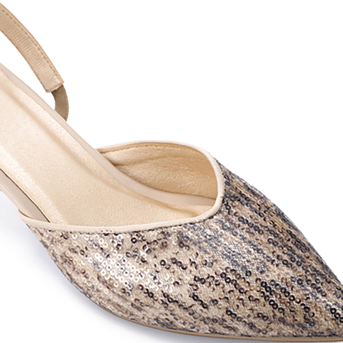 مستر جو - حذاء كعب عالي بحزام خلفي باللون البيج - 3025