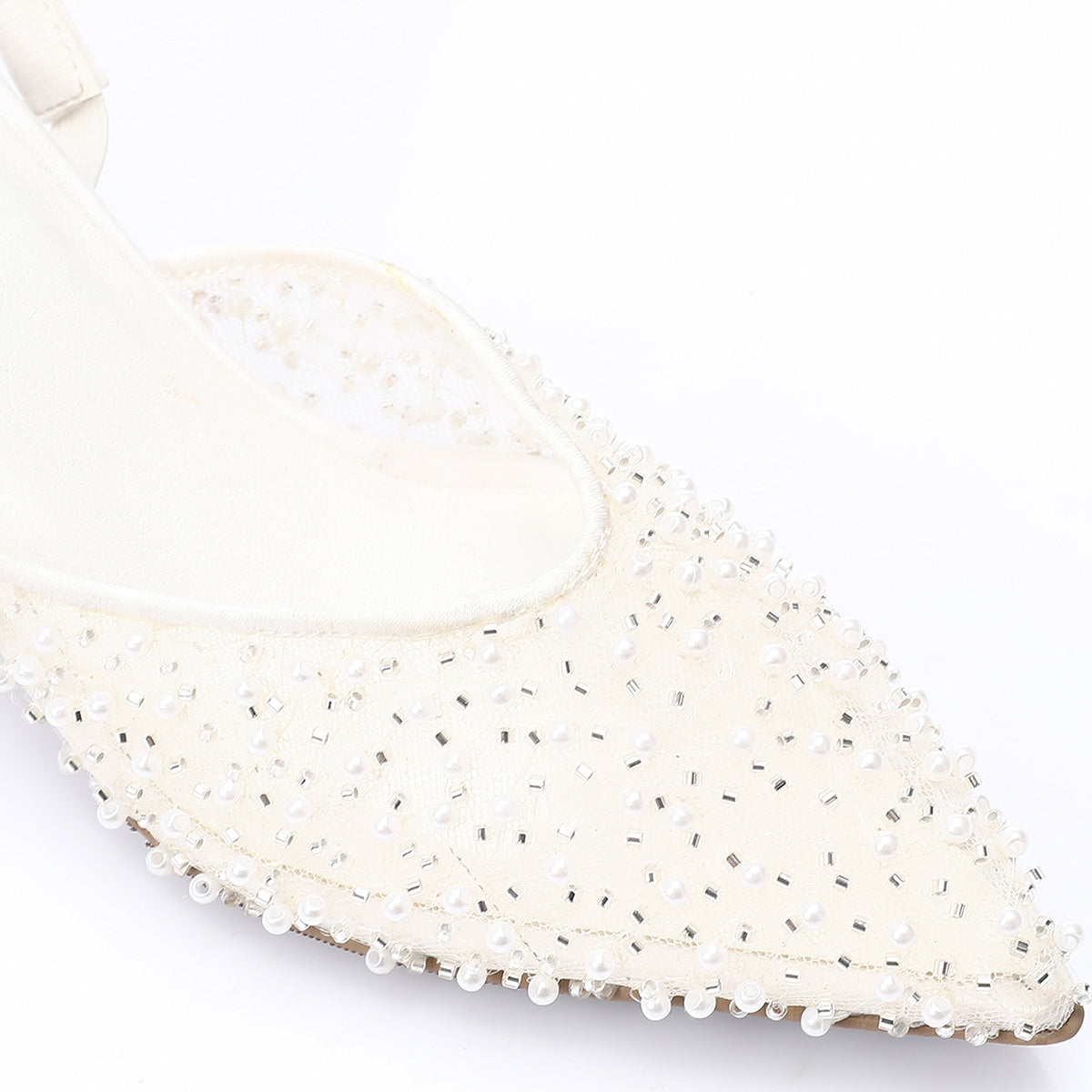 مستر جو - حذاء بكعب عالٍ مفتوح من الخلف مزين بأحجار الراين الأنيقة