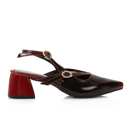 Mr Joe - Burgundy Patent Verne Women's Pointed Toe Block Heel