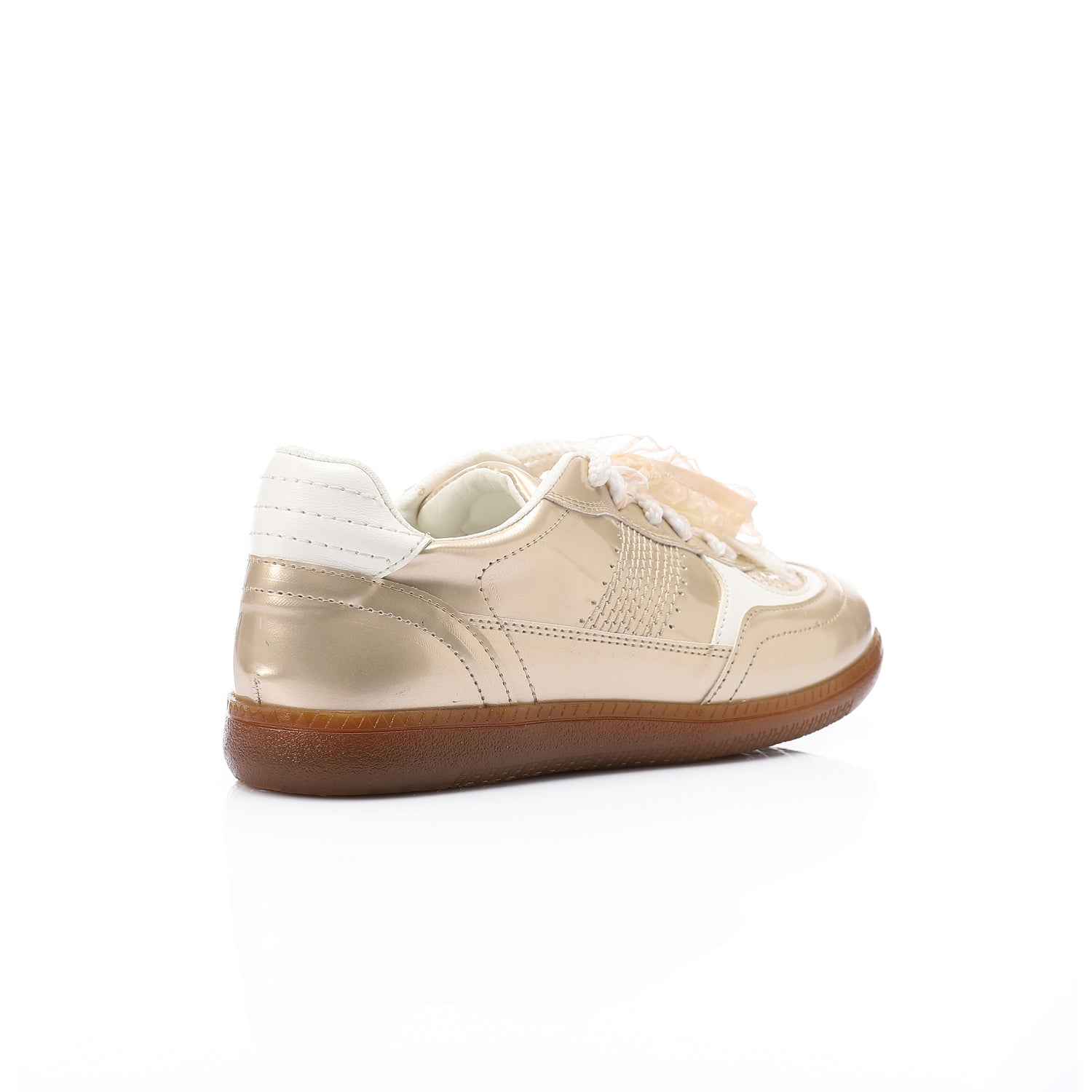 Mr Joe - faux Leather Sneaker with Lace & Decorative Organza Ribbon