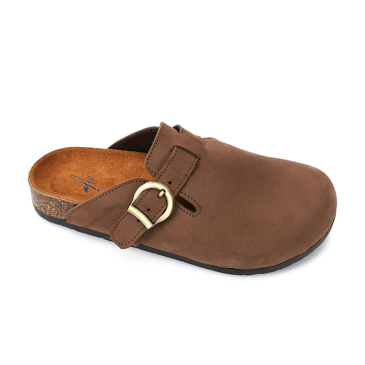 Mr Joe -  Suede Clog Sandals with Buckle