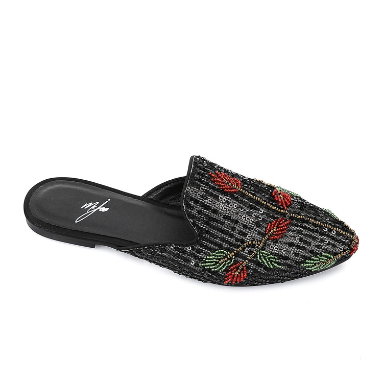 Mr Joe - Slip On Embroidered Mules