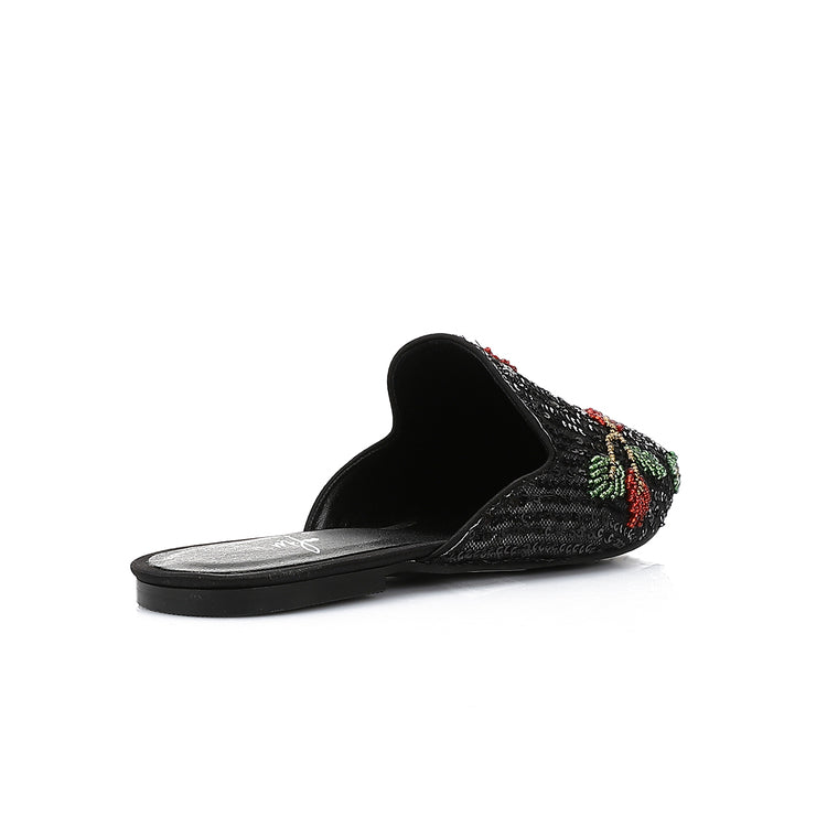 Mr Joe - Slip On Embroidered Mules